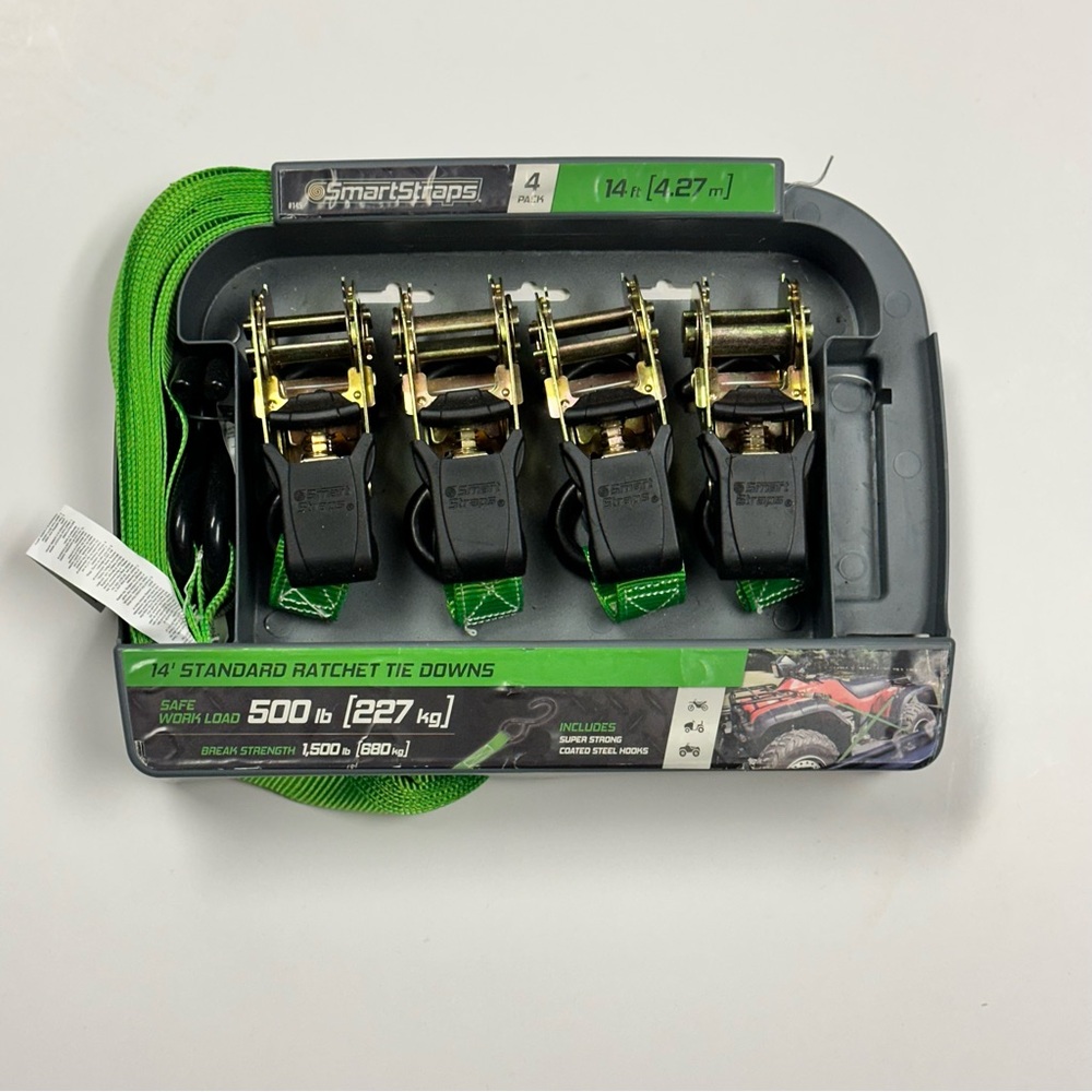 SMARTSTRAPS W Handle 4-Pack 14’ Ratchet Straps